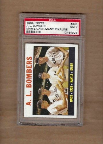 1964  TOPPS  A L BOMBERS  #  331  MANTLE     PSA  7