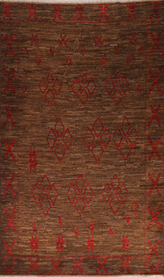 Brown Wool Moroccan Living Room Area Rug Oriental Carpet 7x10
