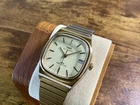 Vintage Timex Auto "TV Dial" Mens Watch | Original Bracelet | Gold Tone | Runs