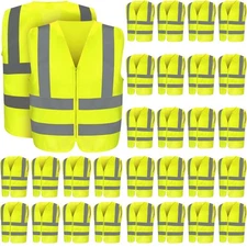 20 Pcs Reflective Safety Vest Yellow Reflective High Visibility Vest for Cons...