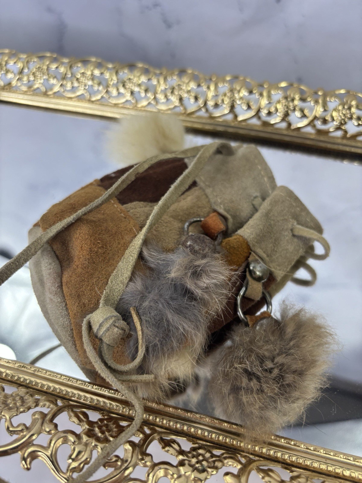 Vintage Native American Wristlet patchwork Leathe… - image 5