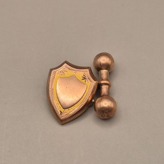 Vintage 9ct Rose Yellow Gold FILLED SINGLE Shield Shaped Cufflink 5.97g ACT#8608