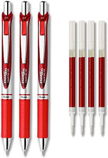 Energel Deluxe RTX Liquid Gel Ink Pen Set Kit, Pack of 3 with 4 Refills (Red - 0