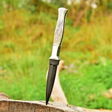 Handmade Fix Blade Double edge Dagger knife Boot Hunting Outdoor