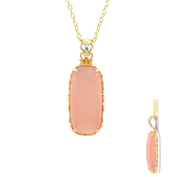 Halskette Aus Vergoldetem Silber Mit Rosa Chalcedon-image
