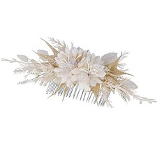 Bridal Flower Hair Comb - Handmade Flower Comb for Wedding Floral Hair White