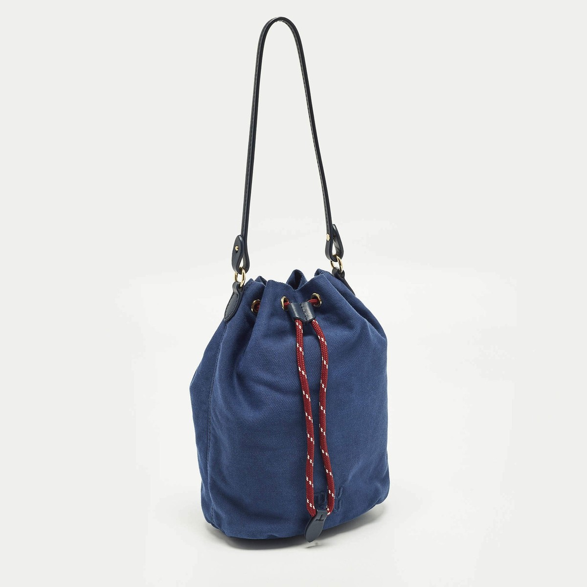 Miu Miu Drawstring Blue Denim Bucket Bag | eBay