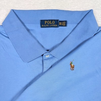 Polo Ralph Lauren Polo Shirt Mens 5XB Blue Short Sleeve Interlock Flesh Pony