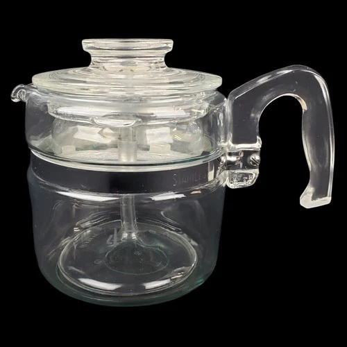 Vintage Pyrex 4 Cup Model 7754 Clear Glass Coffee Pot Percolator Complete USA