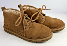 UGG Neumel" Women s Suede/Shearling Shoe - Lace-Up Chukka Boot Chestnut Sz 8