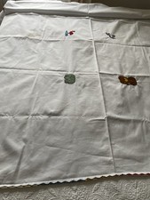 Grande nappe et serviettes vintage décor animaux enfantins 