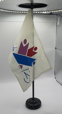 Offizielle Kanada 125 Logo Tischflagge & Ständer - 1992 Konföderation Jubiläum Vintage