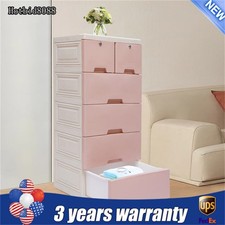 Armario de almacenamiento organizador de dormitorio con 6 cajones de plástico rosa
