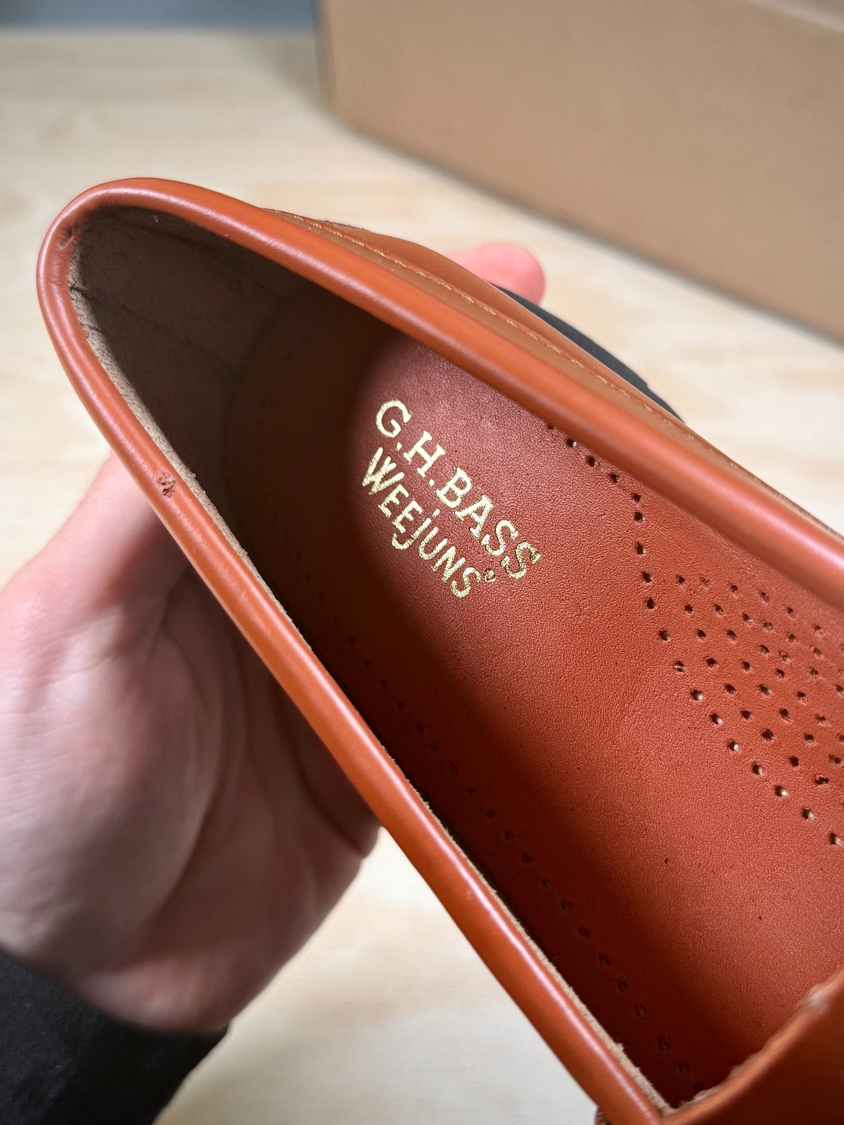 Ladies GH Bass Weejuns Tan Brown Orange Loafers New UK 4 image 8