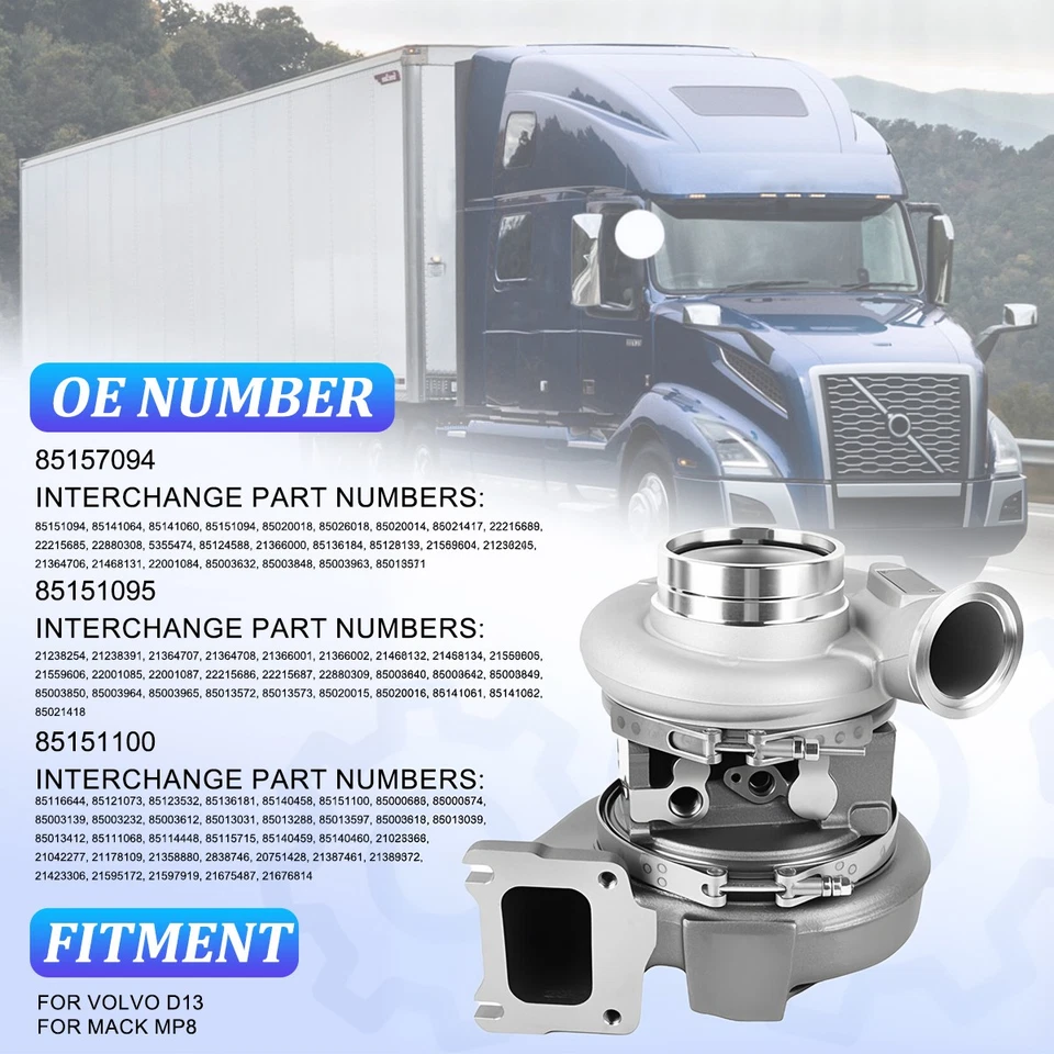 Turbocompressor HE451VE para Volvo D13 Mack MP8 13.0L roda de tarugo 85157094 - Imagem 2 de 4