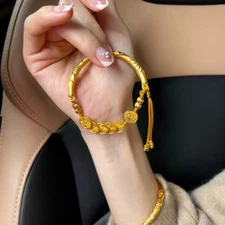 Five Wealth Gods Half Bangle Bracelet For Women Ethnic Style Braided Jewelry