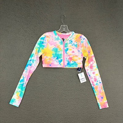 Camille Kostek My Favorite Long Sleeve Bikini Top Womems Medium Colorful Tie Dye