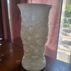 E.O. Brody Co. Cleveland Ohio Crinkle Milk Glass Vintage Vase 9.5" tall