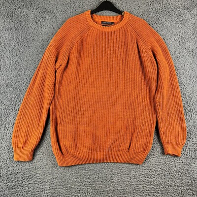 Paul James Pullover Herren Large Burnt Orange Fischer Grobstrick Pulli Baumwolle