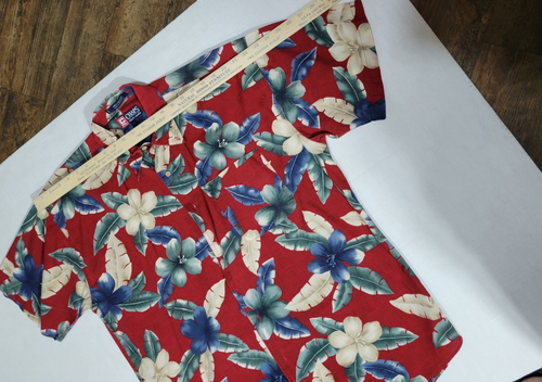 2 Vintage Chaps Ralph Lauren Gr. L Hawaii Hemden mit Knopfleiste Tropen rot & blau - Bild 7 von 21