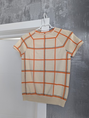 HERMES Tattersall Wolle Seide Top Bluse Sweatshirt Pullover Orange Rutabaga 34 XS S - Bild 20 von 20