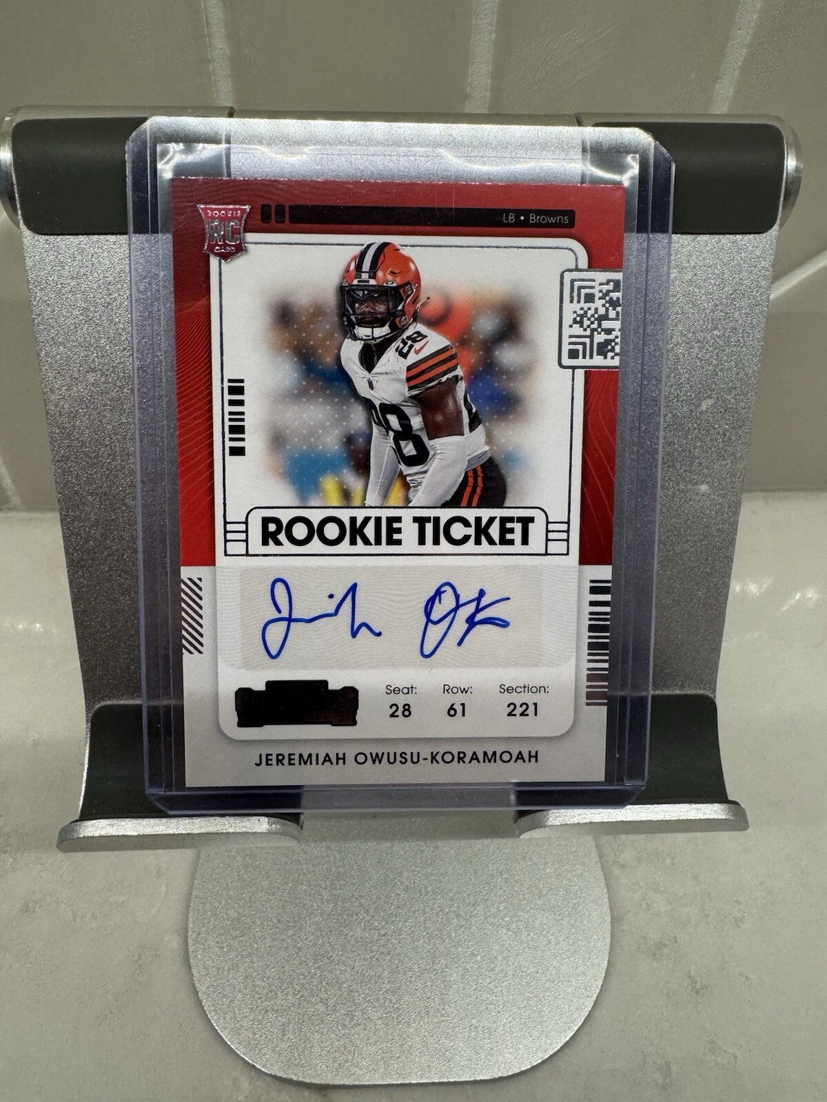 2021 Panini Contenders Rookie Ticket #171 Jeremiah Owusu Koramoah RC Auto