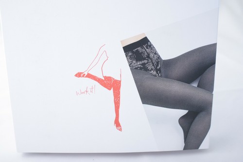 Wolford ~ KIRSTEN ~ opaque tights BNWT Small UK 10/12 black/white 50 denier - Picture 2 of 6