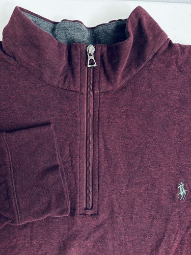 Polo Ralph Lauren Men's 2XLT Thick Soft Maroon 1/4 Zip Pullover Sweatshirt