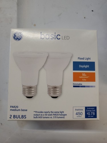 2 GE 50-Watt PAR20 LED Flood Lights - 450 Lumens - 5000K - Daylight NEW