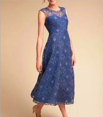 BHLDN Anthropologie Sara Emanuel Womens Size Blue Presley Maxi Dress  Wedding