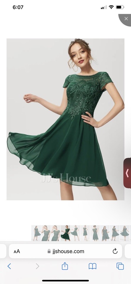 A-line Scoop Knee-Length Chiffon Lace Cocktail Dress With Sequins ...