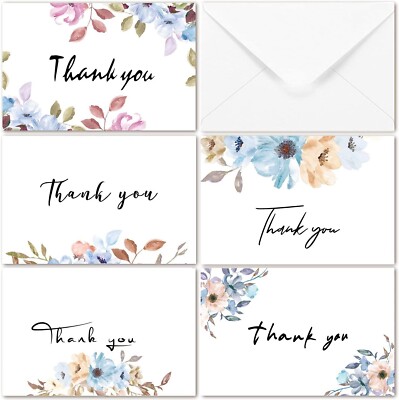 40 Pack Floral Thank You Notes Cards Assortment Greeting Cards with Envelopes