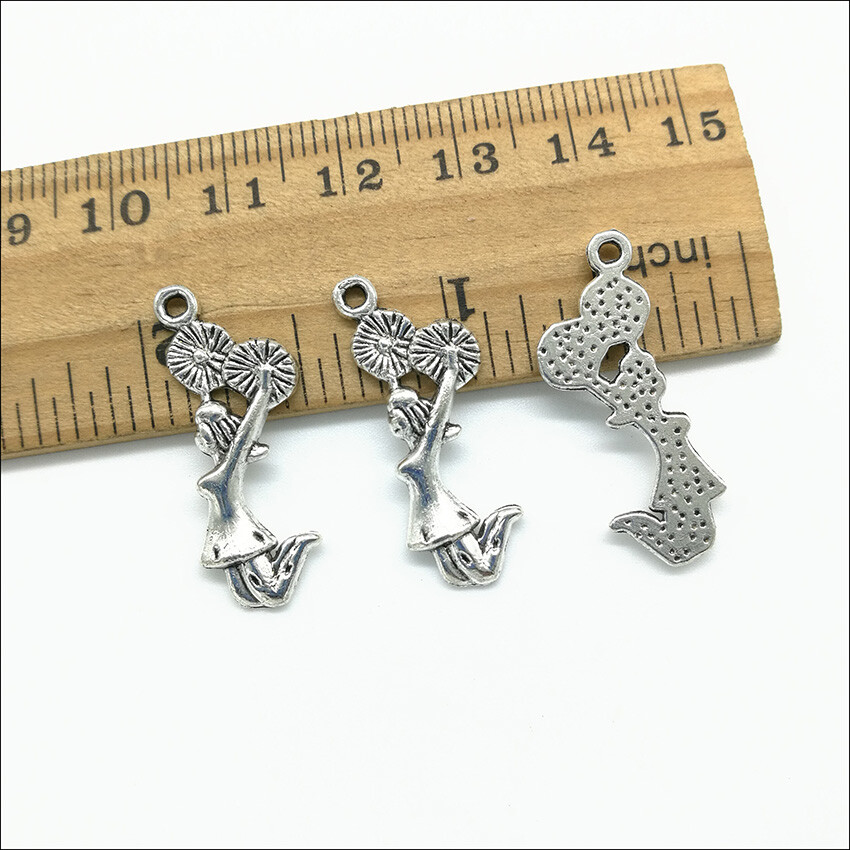 20/80X cheerleader Antique Silver Charms Pendants Jewelry Making DIY 28