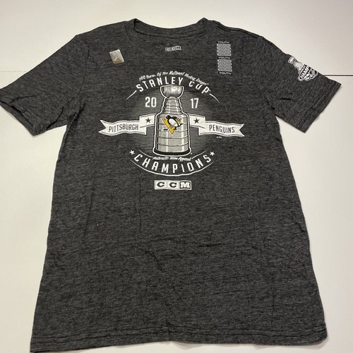 New NHL Stanley Cup Champions 2017 Pittsburgh Penguin Youth Tee Medium 10/12 - Picture 2 of 4