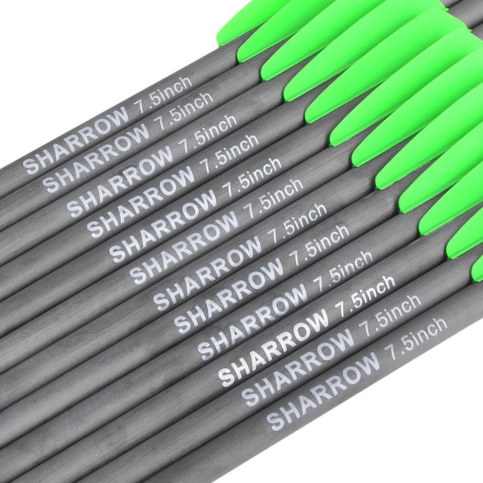 7.5" 15'' Crossbow Bolts Carbon Arrows 2" Vanes Point Tips Archery Hunting Shoot - Image 3 of 4