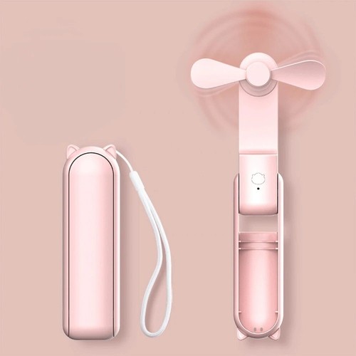 USB Rechargeable Foldable Handheld Fan 3-in-1 Mini Power Bank Pocket Cooler - Picture 7 of 13