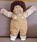 Cabbage Patch Kids Vintage 1978, 1982 Boy Red Curly Hair, Brown Eyes, Khaki Bibs