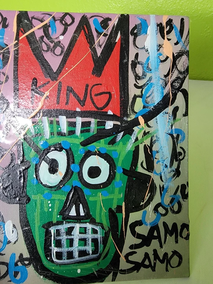 Jean Michel Basquiat уличное искусство граффити стиль поп акриловый холст 1981 король SAMO - Изображение 3 из 4