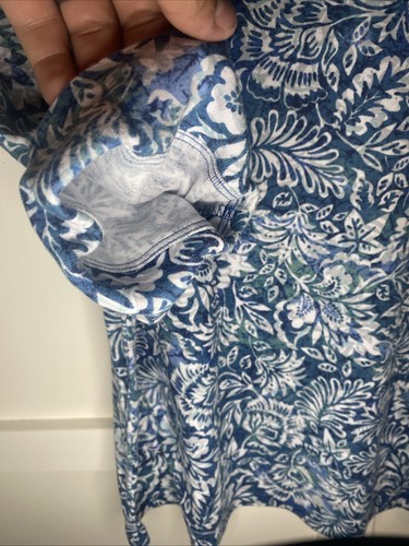 Gloria Vanderbilt Women’s Blouse Size XL Short Sleeve Blue Floral Pattern - Picture 6 of 16