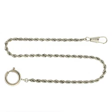 Pocket Watch Chain Silver-tone Fob Rope Design 14" 