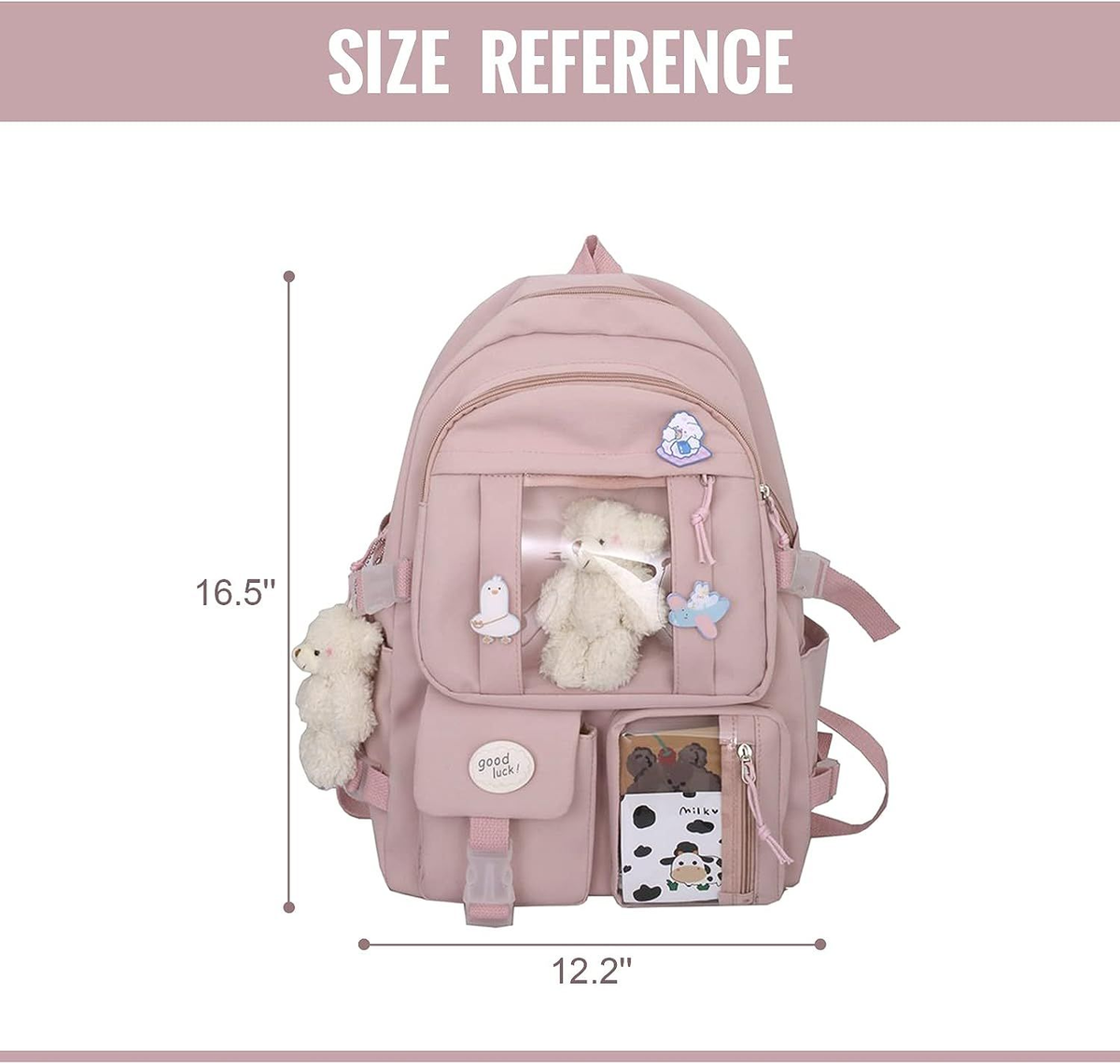 Kawaii School Backpack For Teen Girls | Cute Aesthetic Backpack With Pins | 13L Capacity, Lightweight - View #14