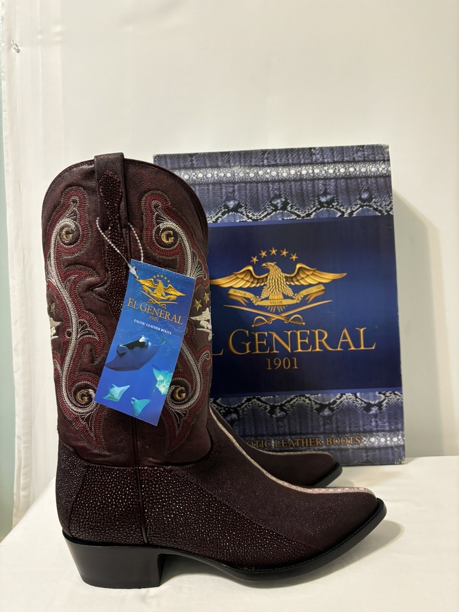 Stingray Stripe Print Pointed Toe Cowboy Boots by El General