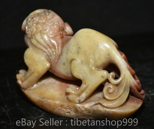 4.4" Rare Old China Shoushan Stone Carving Mother Son Pixiu Beast Seal Signet - Picture 14 of 15