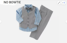Kenneth Cole Reaction Boys' 3-piece Pant Suit NO BOWTIE Grey/Blue,4T NWOT