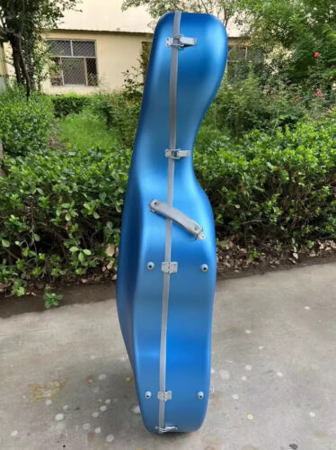 Custodia per violoncello rigida blu abrazina forte 4/4 fibra di carbonio, peso leggero 3 kg - Foto 3 di 9