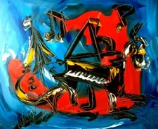 JAZZ BAND  by Mark Kazav Original Oil Painting Wall  Impressionism