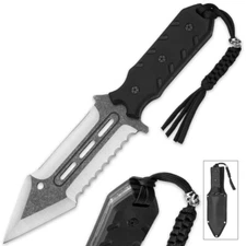 HAVOC HEAVYDUTY COMBAT BOWIE KNIFE NYLON SHEATH FULL TANG BLADE 12" SKULL LANYAR