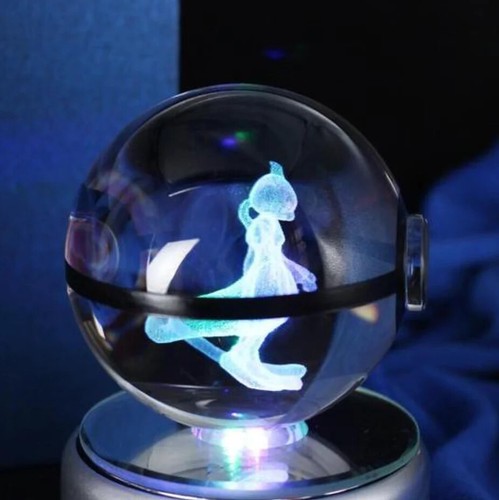 Pokemon 3D Crystal Ball Pokeball Mew Gengar Pikachu Night Light 8cm XL Size - Picture 14 of 226