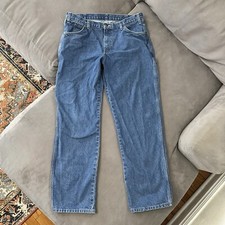 Retro Dickies Carpenter Jeans Mens 36x32 Blue Baggy Skater Wide Leg Hip Hop