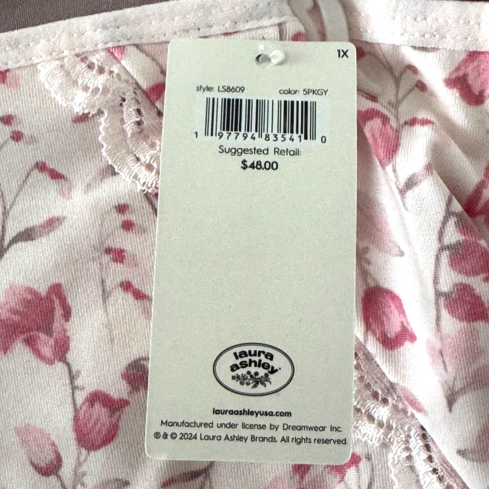 Paquete de 5 calzoncillos suaves florales lisos Laura Ashley Intimates para mujer talla grande 1X Foto 3 de 4